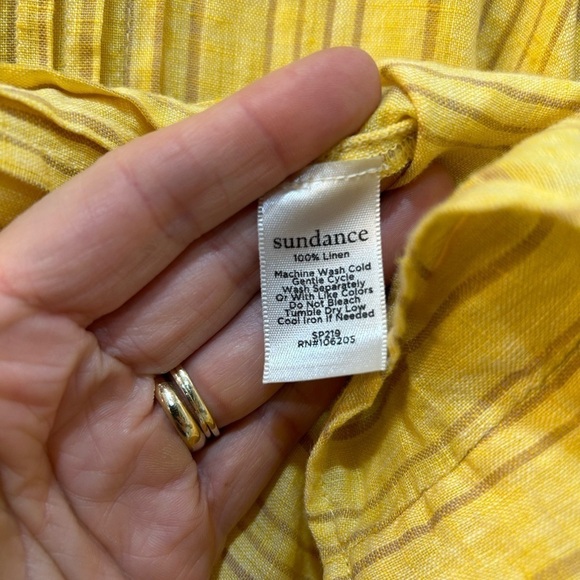 Sundance - Warm Breeze Tunic 100% Linen Pleated Front Warm Yellow Women Size L - Picture 7 of 7